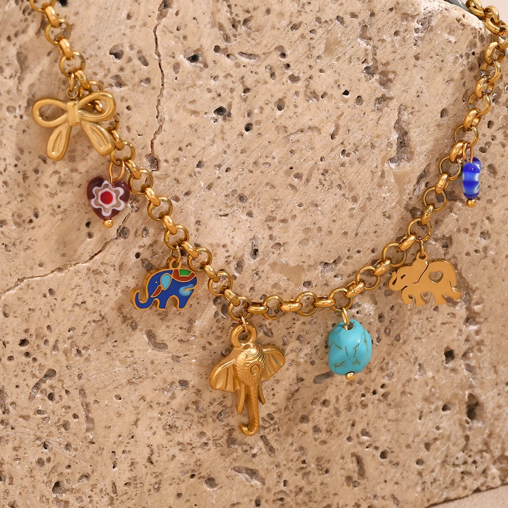 Elephant Gold Color Pendant Necklace