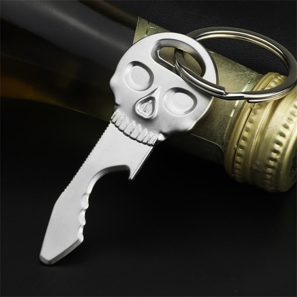 Skull Shape Beer Bottle Opener Keychain