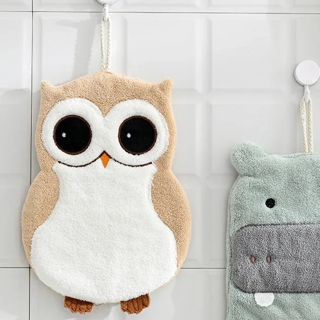 Elephant & Owl Hand Towel Quick Drying Microfiber Towels