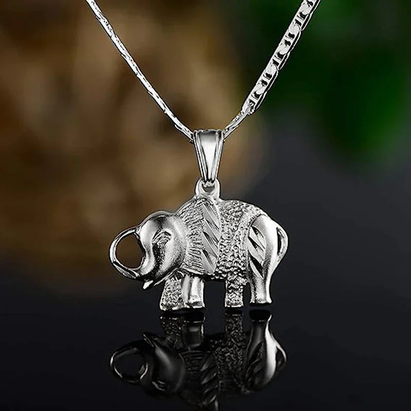 Elephant Pendant Necklace Gold Color