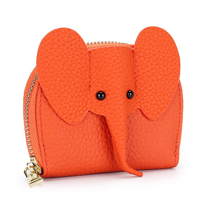 Women Card Holders Elephant Leather Fashion Wallet Zipper Purse