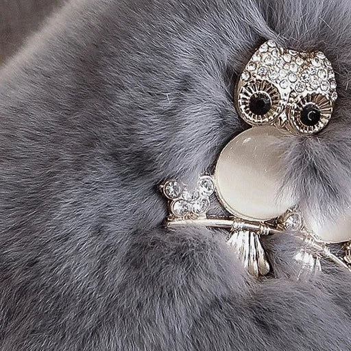 Owl Stone Rabbit Fur Shoes Flats