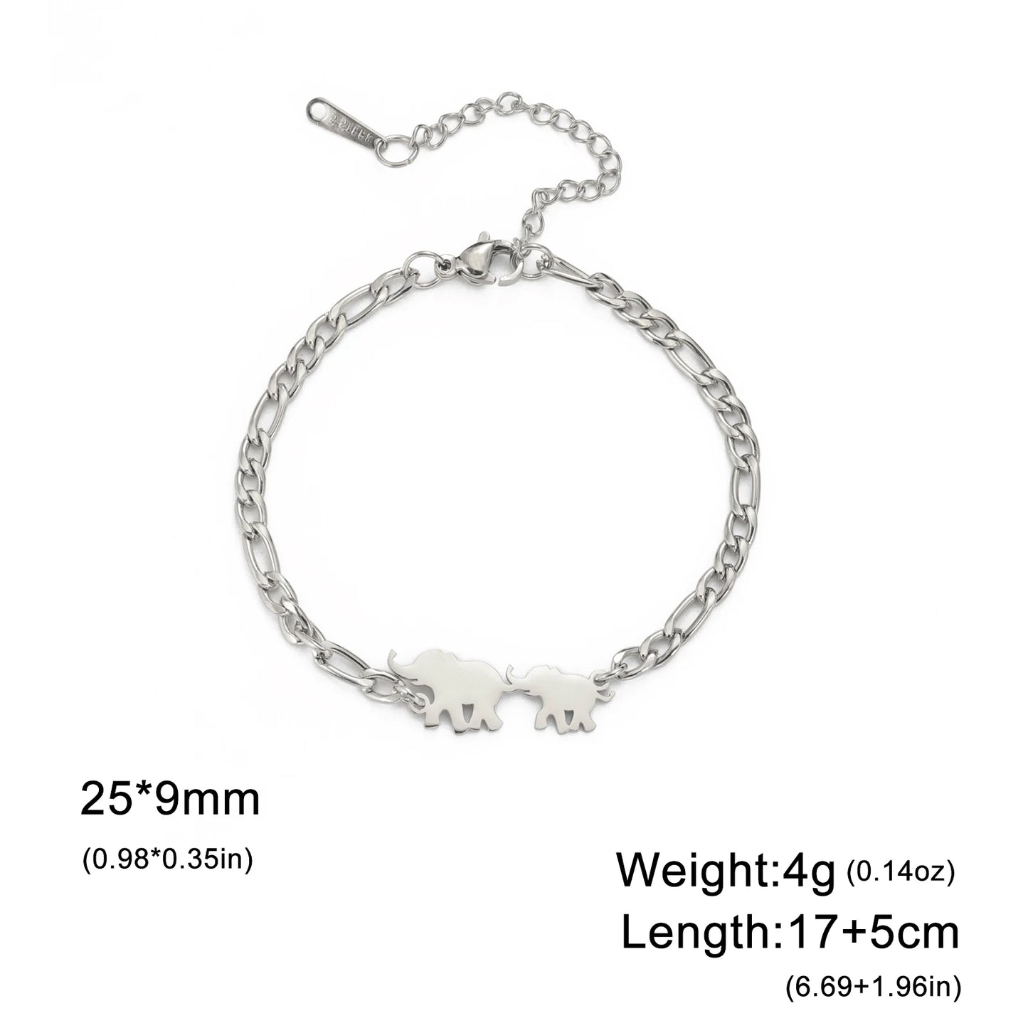 Elephant Family Bracelet Gold Color Stainless Steel