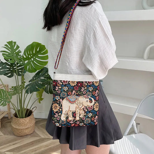 Elephant Shoulder Crossbody Embroidered Bag