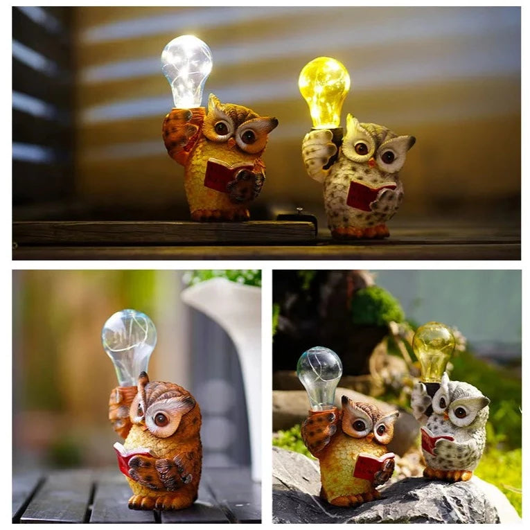 Owl Resin Cute  Statues Solar Light