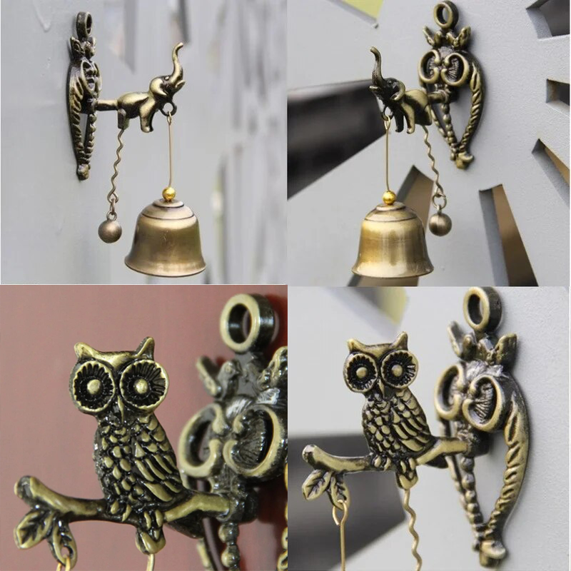 Elephant & Owl Vintage Metal Bell Door
