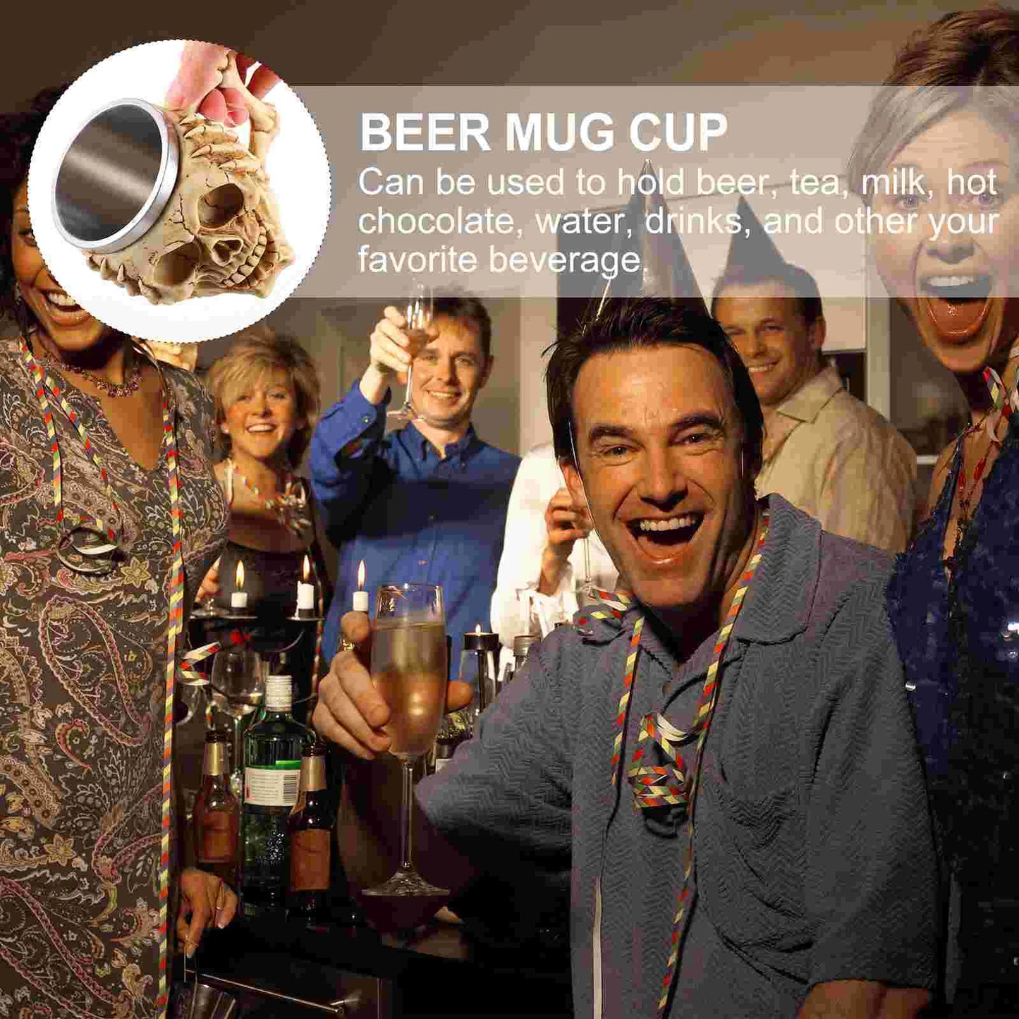 Skull Shape Cup With Handle Resin Stainless Steel Mug