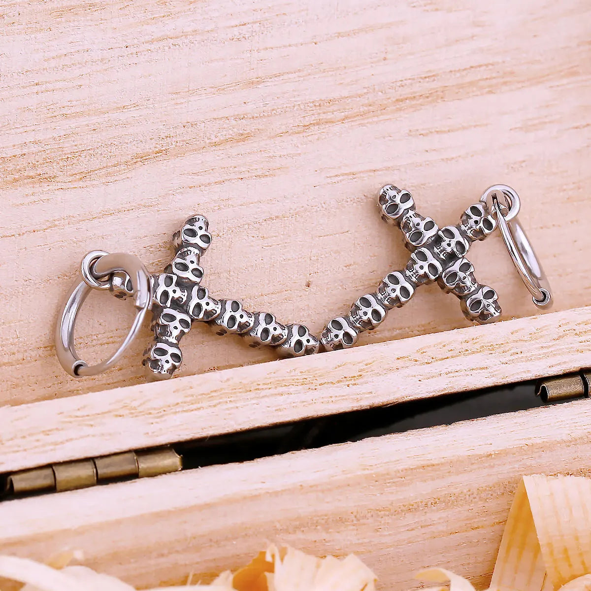 Skull Cross Drop Earrings Stainless Steel
