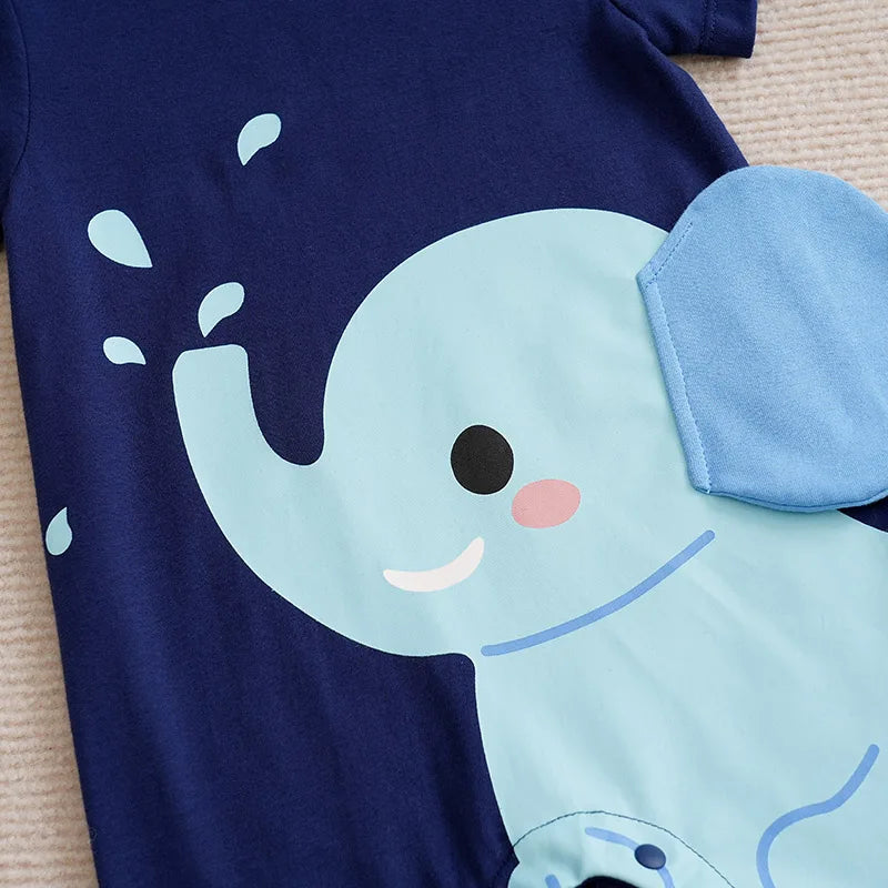 Elephant Cotton 0-18 Short Sleeved Baby Jumpsuit