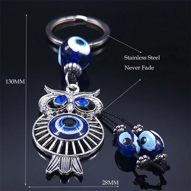 Owl Evil Blue Eye Tassel Key Chain