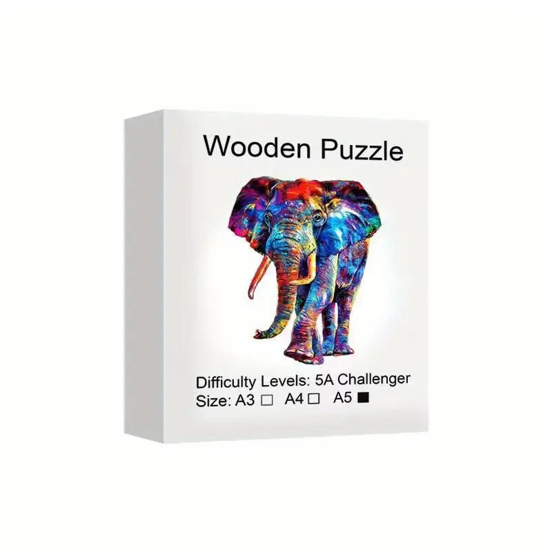 Elephant Wooden Puzzle Game Animal Shaped Pieces