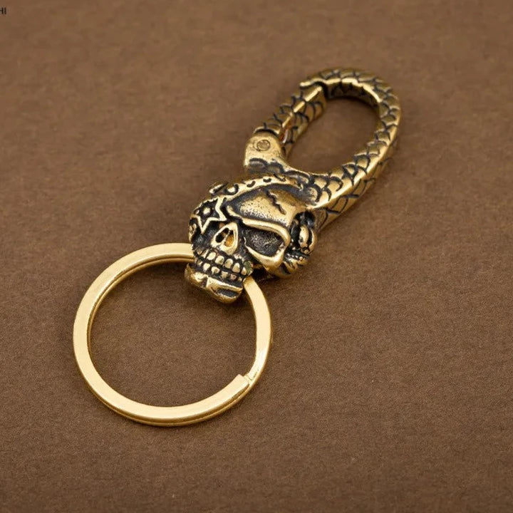 Skull Car Keychain Metal Brass Skeleton Key Chain