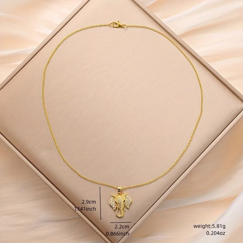 Elephant Pendant Necklace Cubic Zirconia