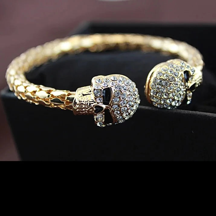 Skull Crystal Open Bangle