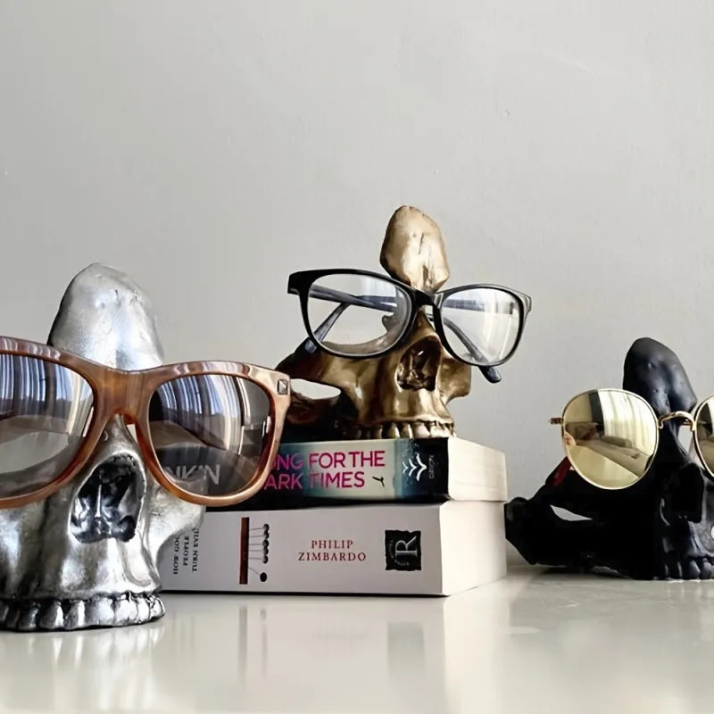 Skull Eyeglasses Statue Holder With Storage Tray