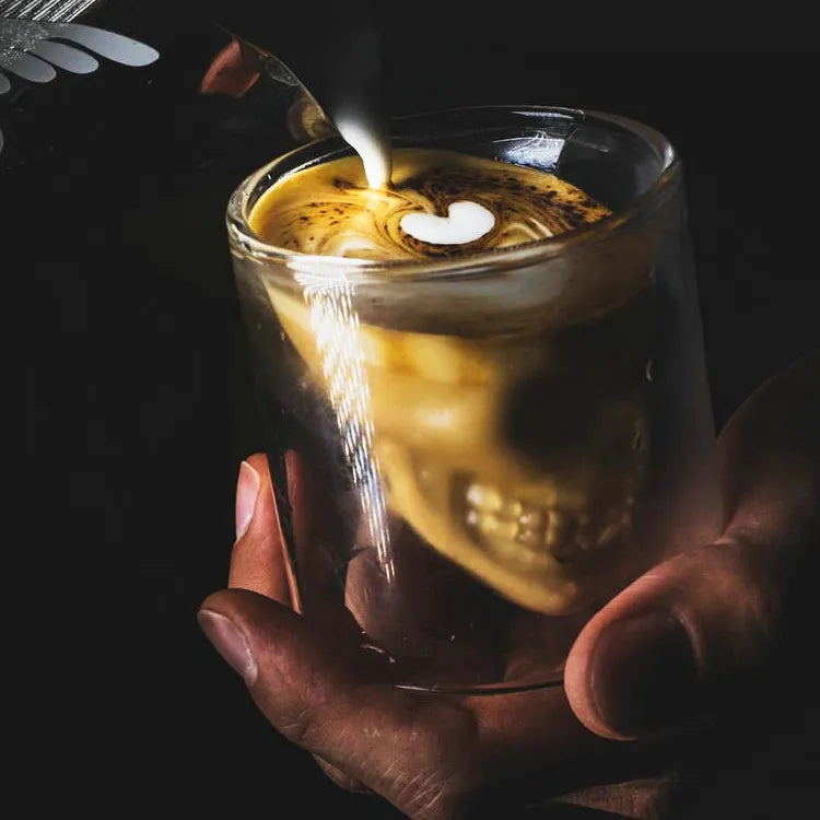 Skull Transparent Mug Glasses Crystal Cups Double Wall