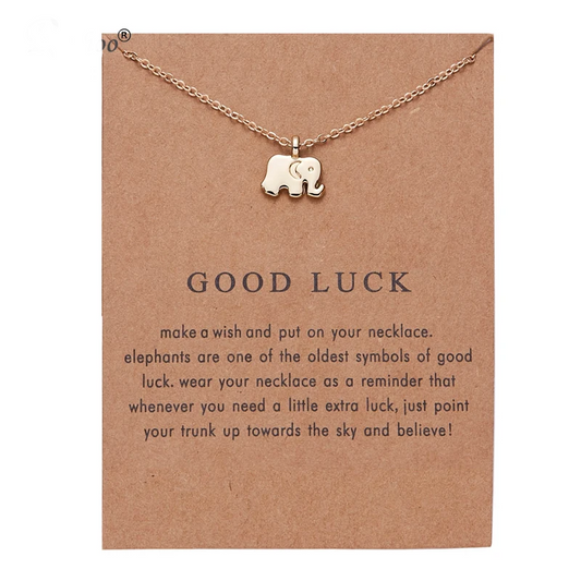 Elephant Flower Gold Color Pendant Necklaces