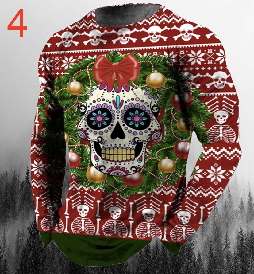 Christmas Skull Long-sleeved Shirt