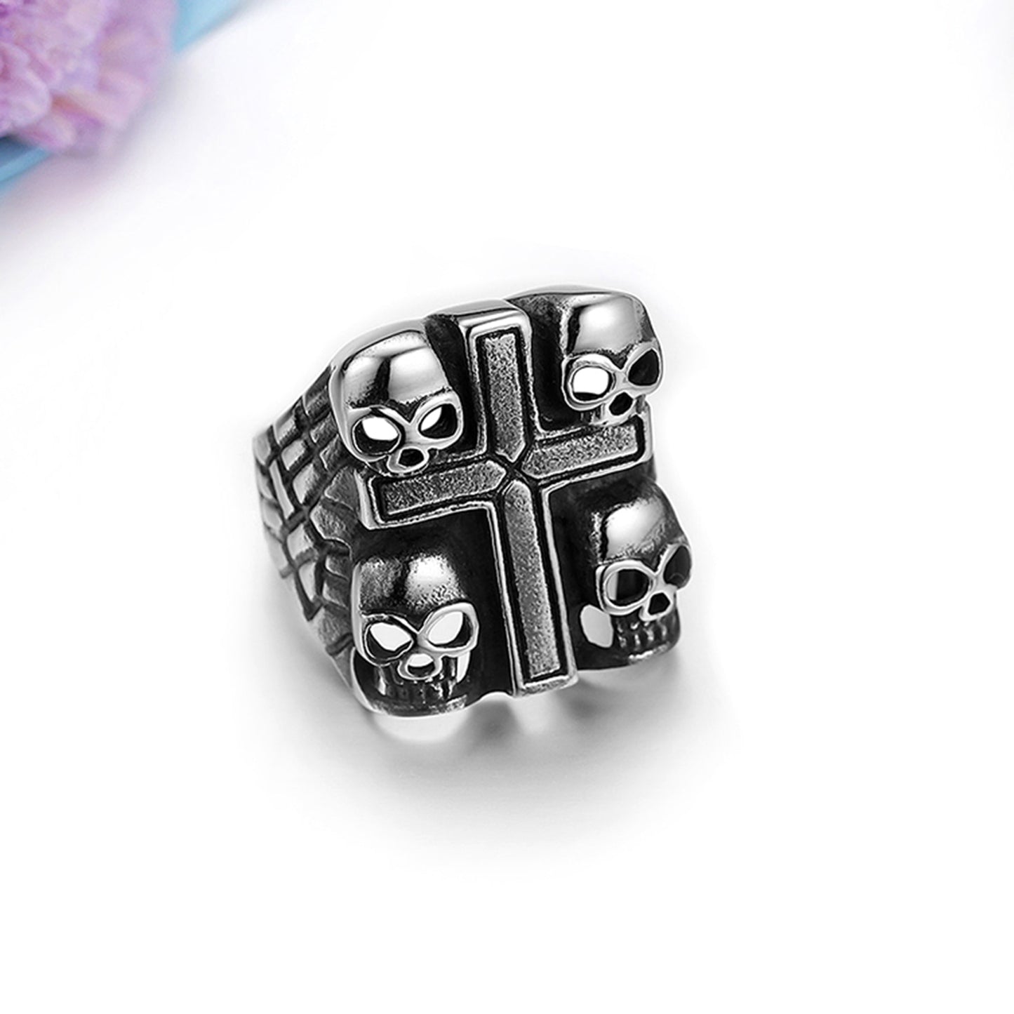 Vintage Gothic Ring Skull Cross