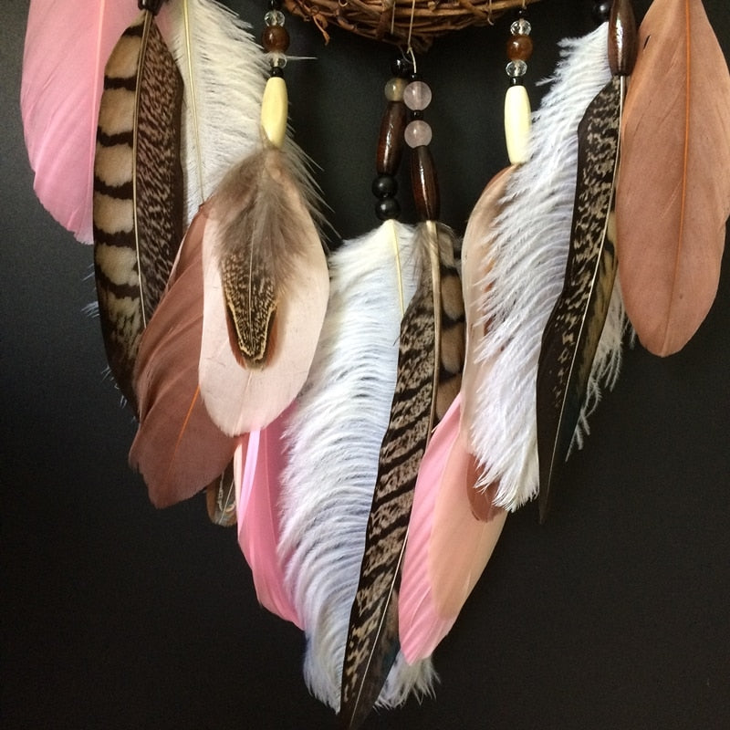 Pink Native Indian Dream Catcher Feathers