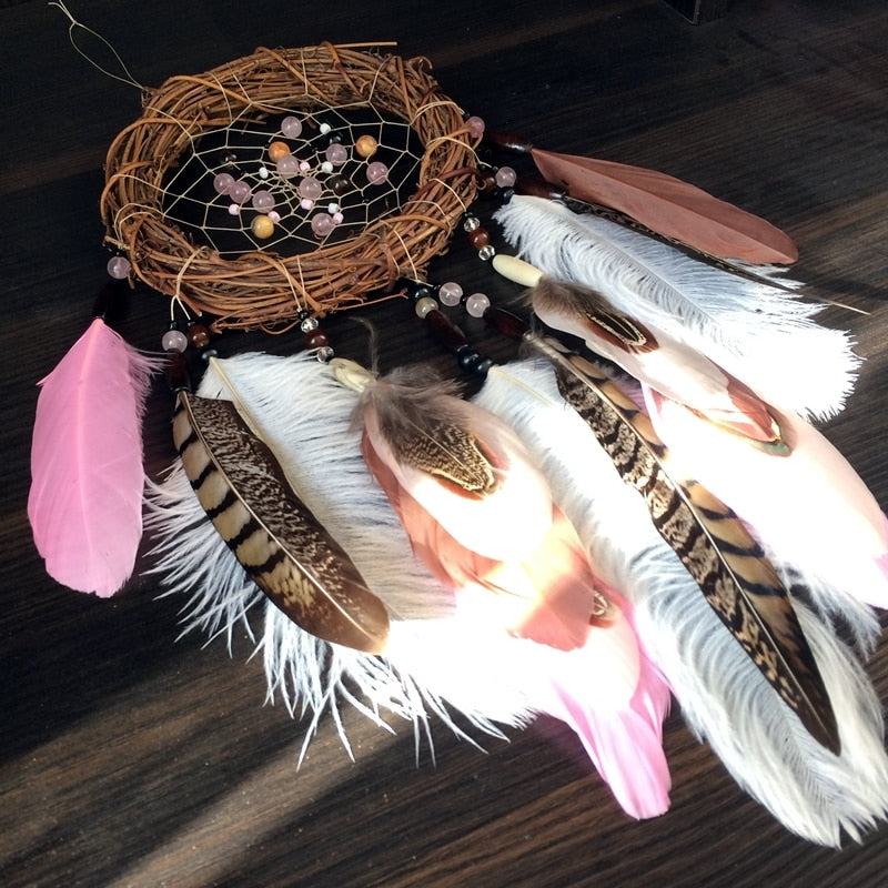 Pink Native Indian Dream Catcher Feathers