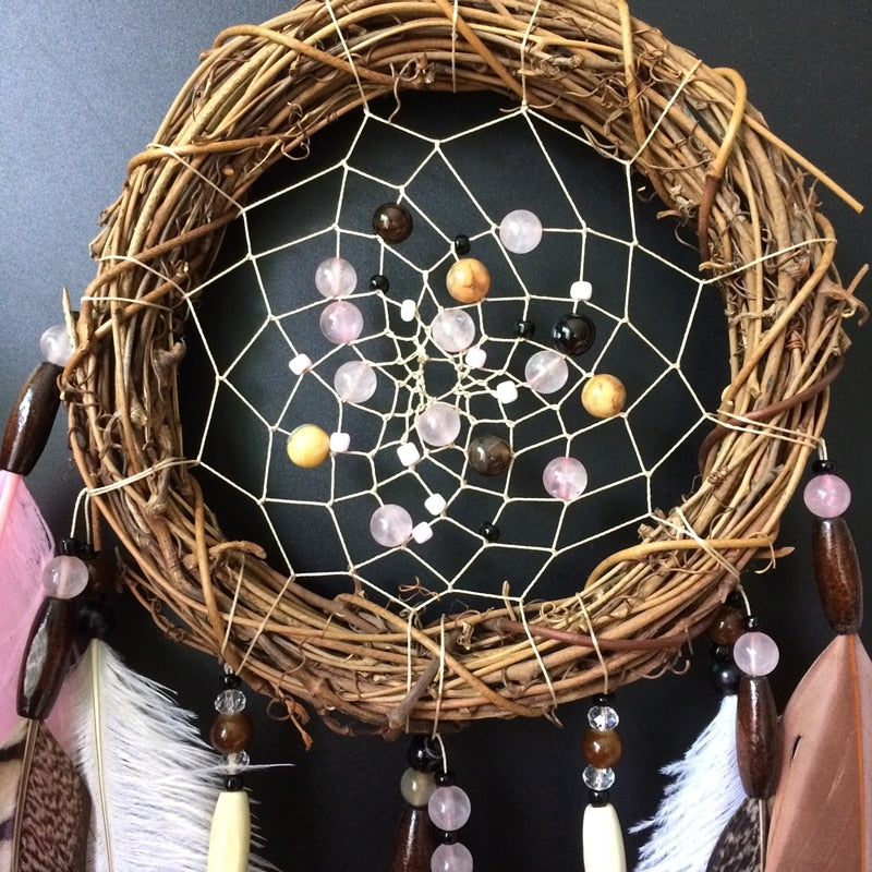 Pink Native Indian Dream Catcher Feathers