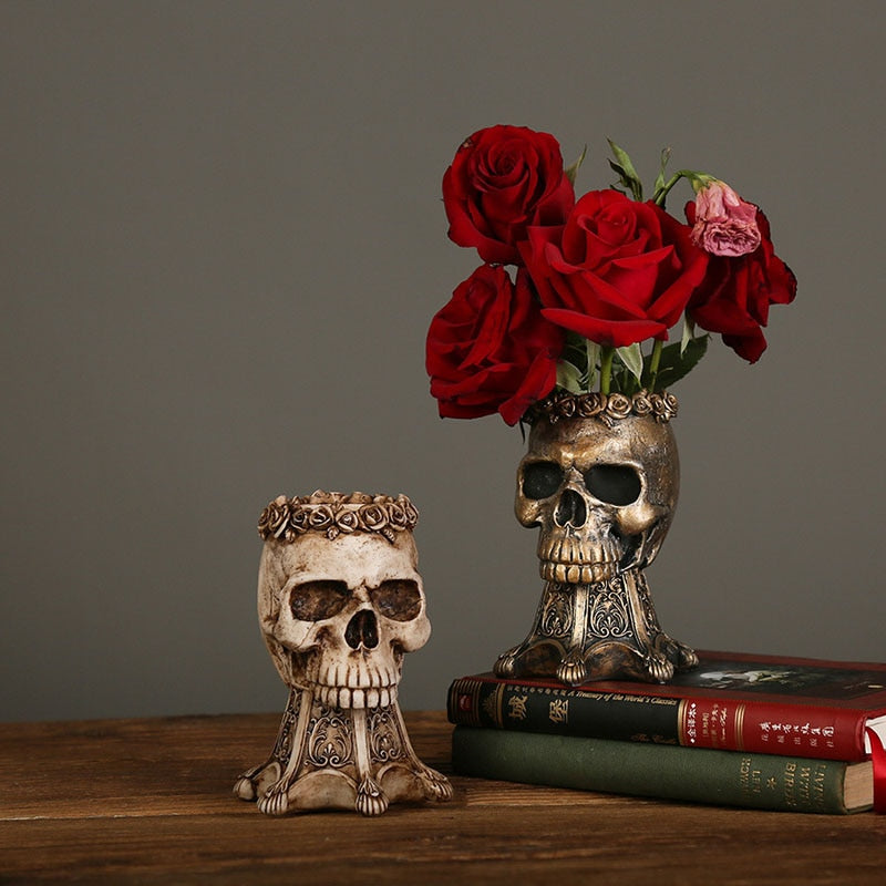 Vintage Skull Flower Pot