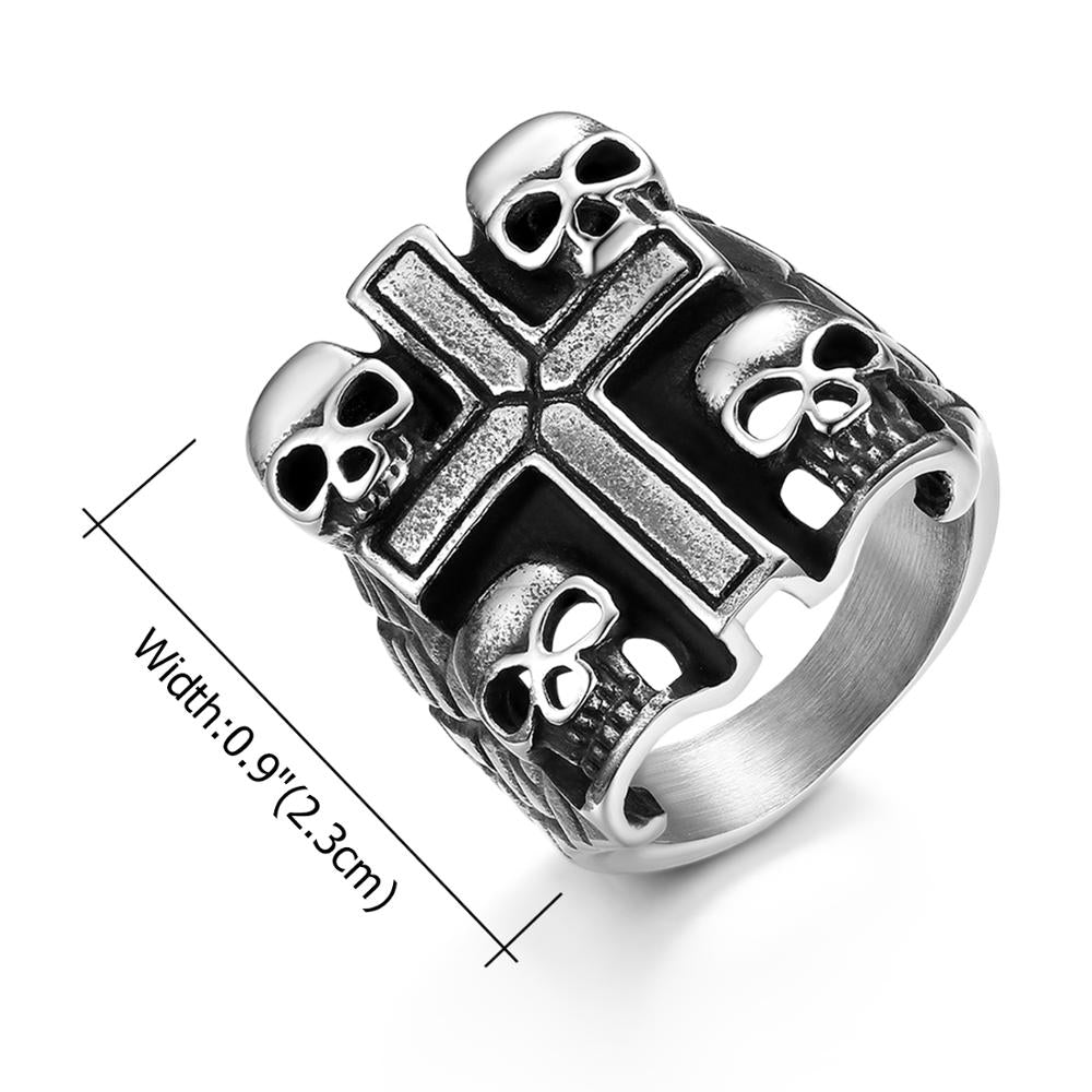 Vintage Gothic Ring Skull Cross