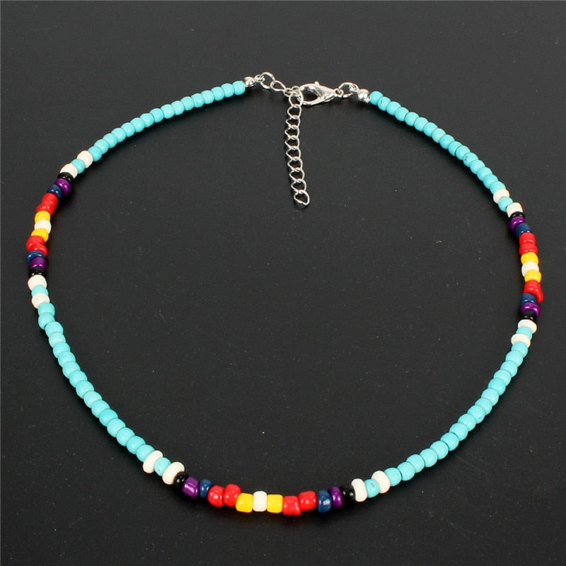 Turquoise Native Bead Choker Necklace