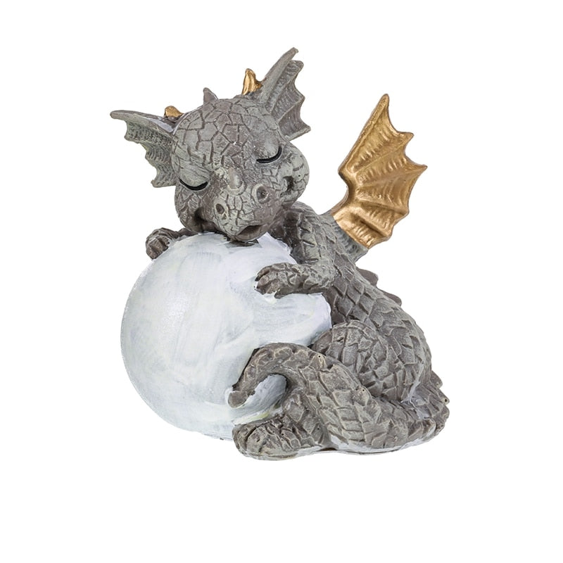 Little Dragon Hug Lamp Dragon Figurine with Ball
