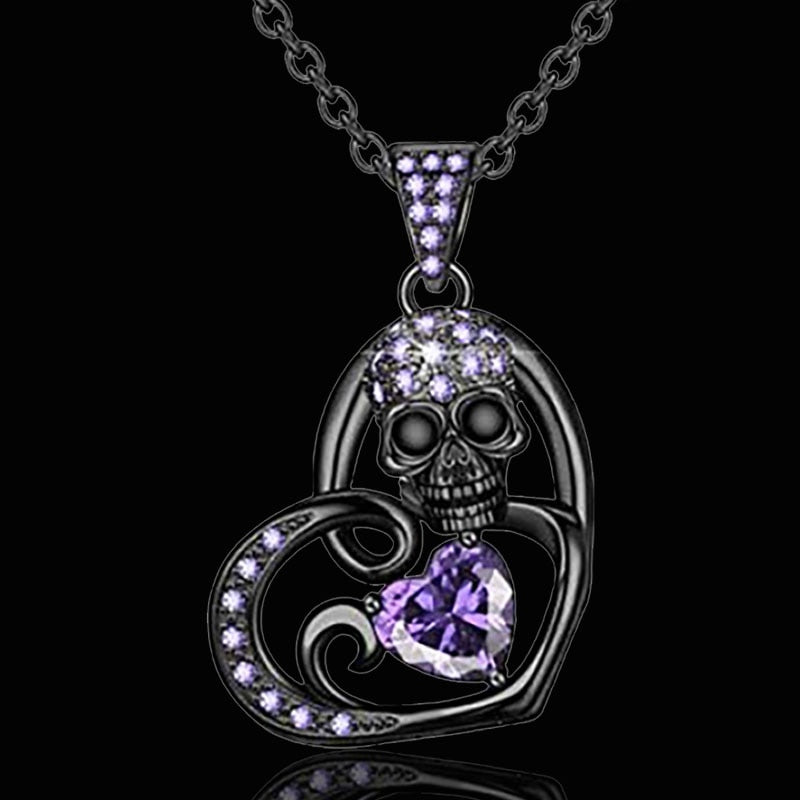 Skull Purple Heart Necklace