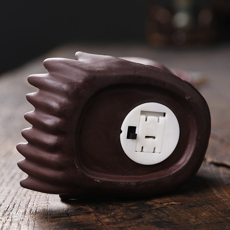 Handmade Purple Clay LED Light Skull Backflow Incense Burner