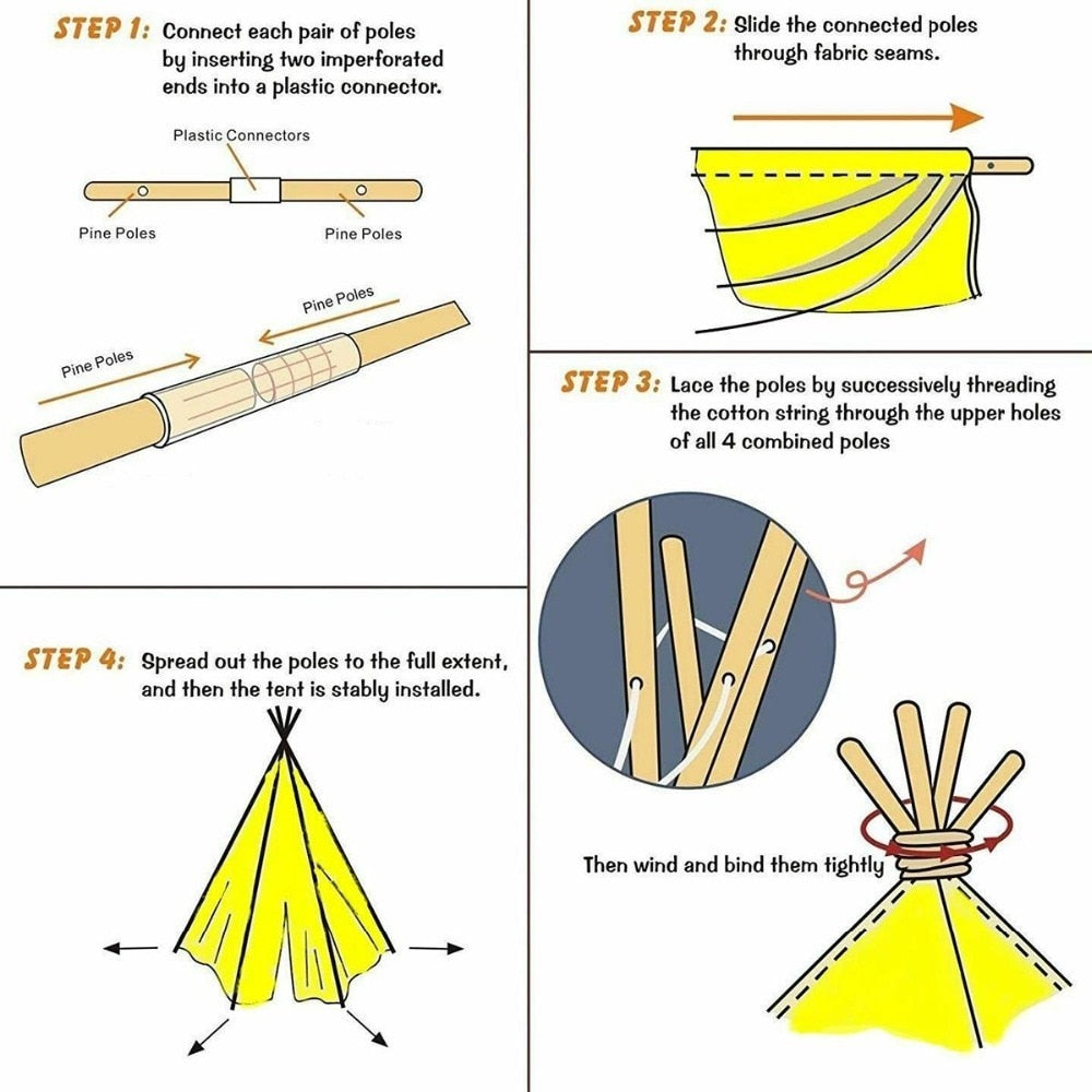 1.35/1.6m Portable Children Native Tipi Teepee