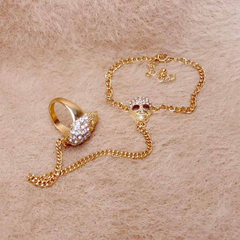 Bracelets Hand Chains Linked Ring Skull