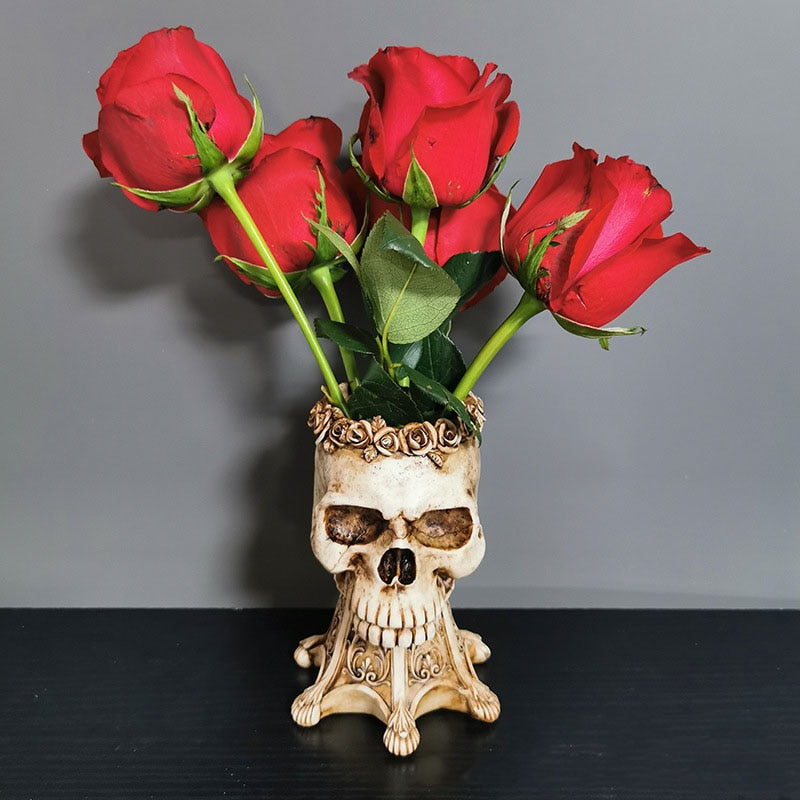Vintage Skull Flower Pot