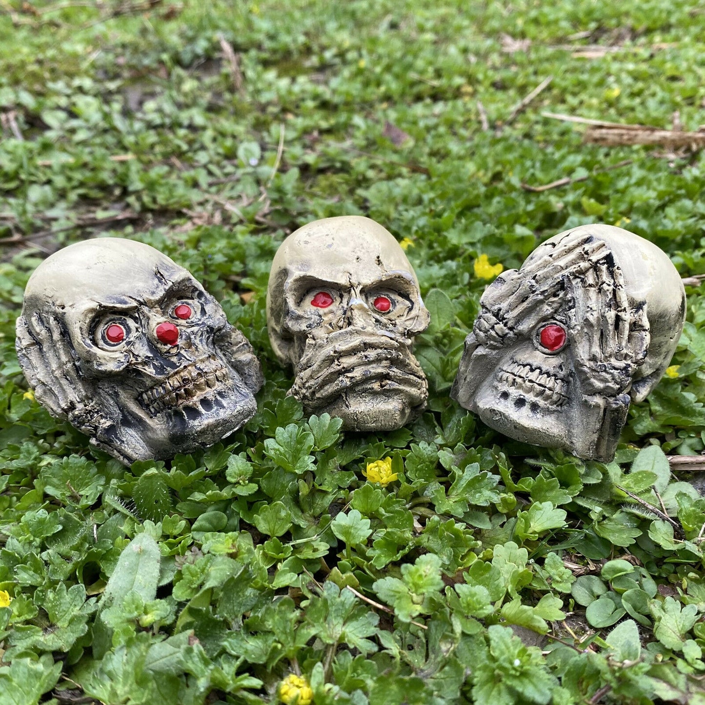 Skull See No Evil Speak No Evil Hear No Evil Statue Home Decoration