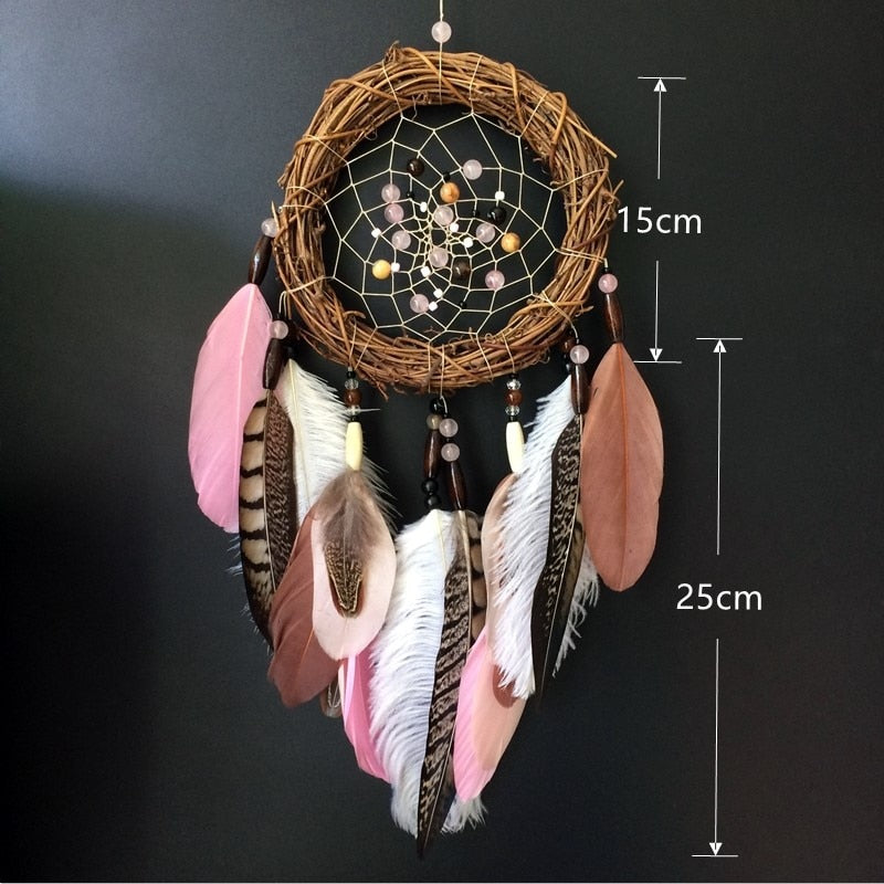 Pink Native Indian Dream Catcher Feathers