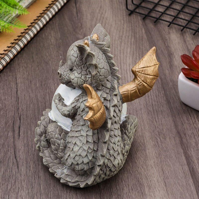 Little Dragon Hug Lamp Dragon Figurine with Ball