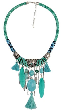 Vintage Native Turquoise Feather Necklace