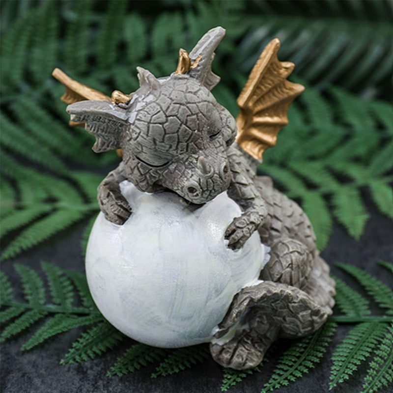 Little Dragon Hug Lamp Dragon Figurine with Ball
