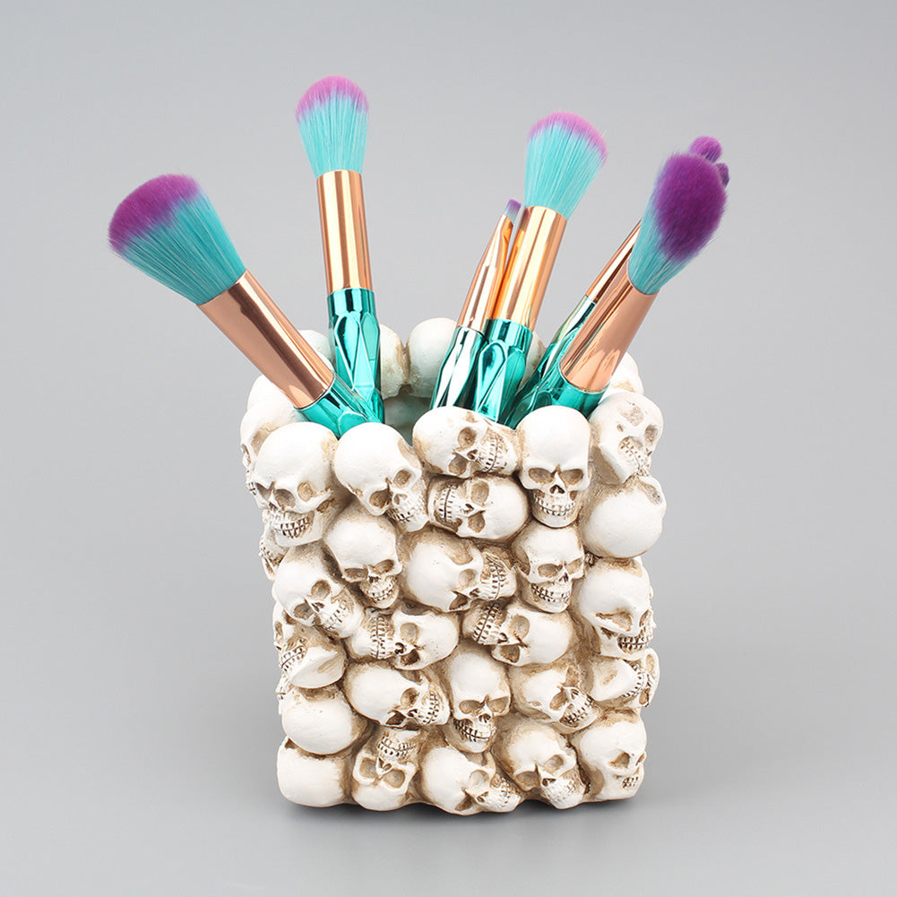 3D Skull Head Storage Box Makeup Pen Holder Stationery Container