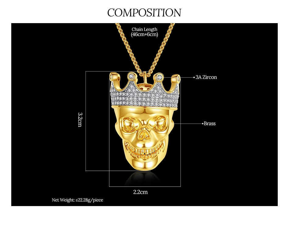 King Skull Shape Cubic Zirconia Necklace
