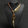 Native Rope Chain Leaf Feather Pendant Necklace