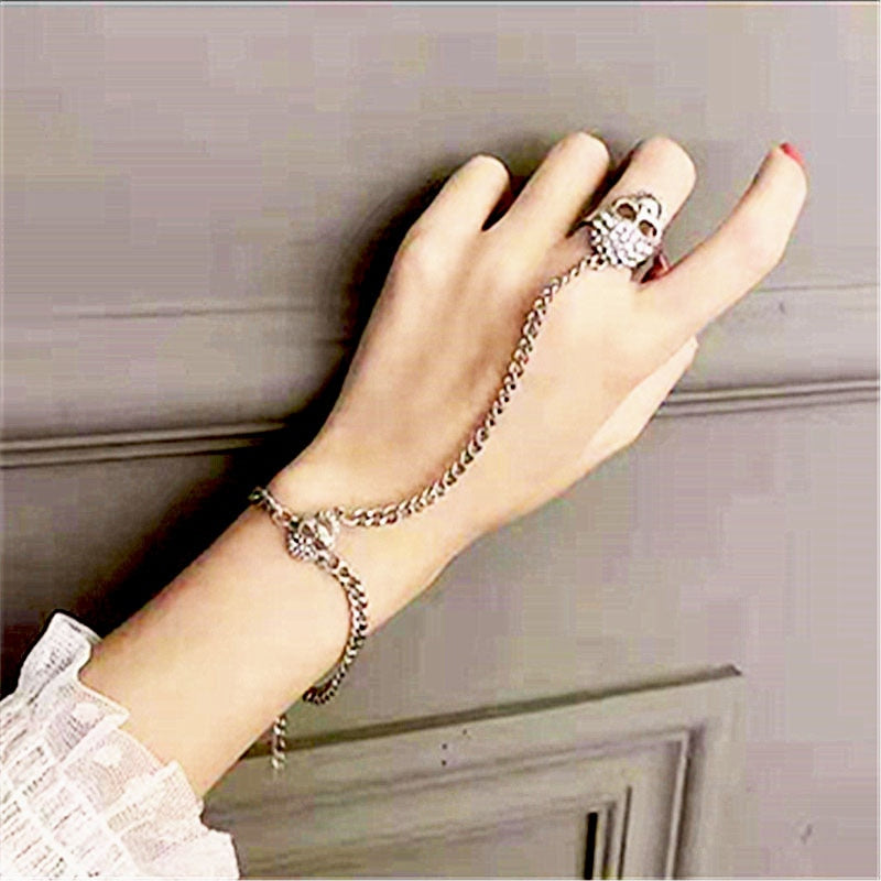 Bracelets Hand Chains Linked Ring Skull