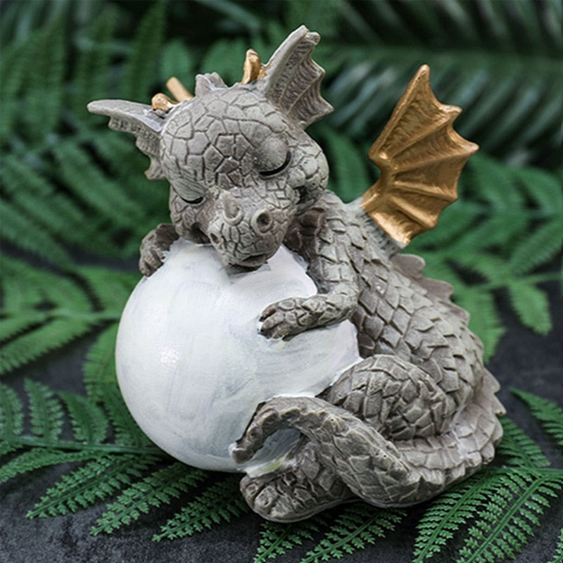 Little Dragon Hug Lamp Dragon Figurine with Ball