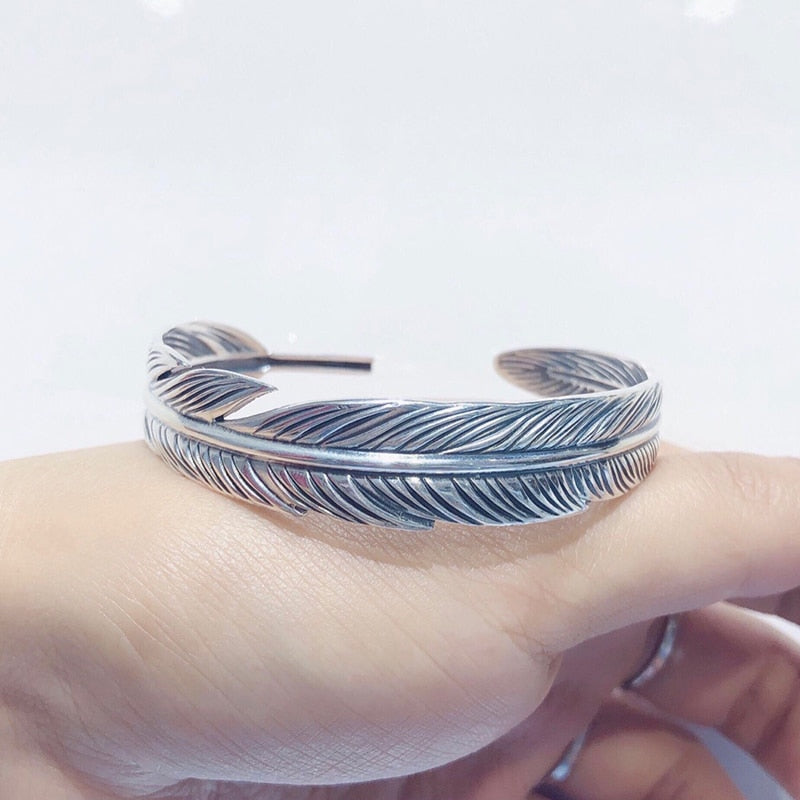 Silver Color Native Indian Feather Bracelet