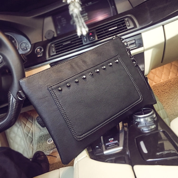 Black Skull Zipper Handbag For Men and Women