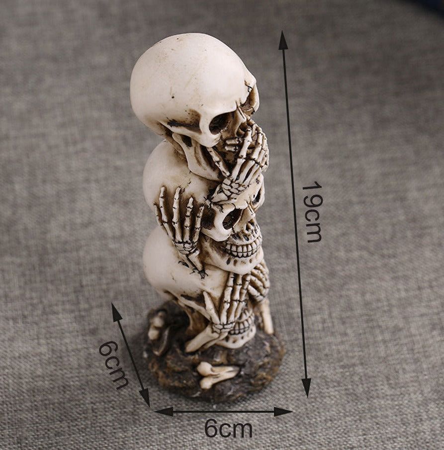 See No Evil Hear No Evil Speak No Evil Skull Statue Decoration