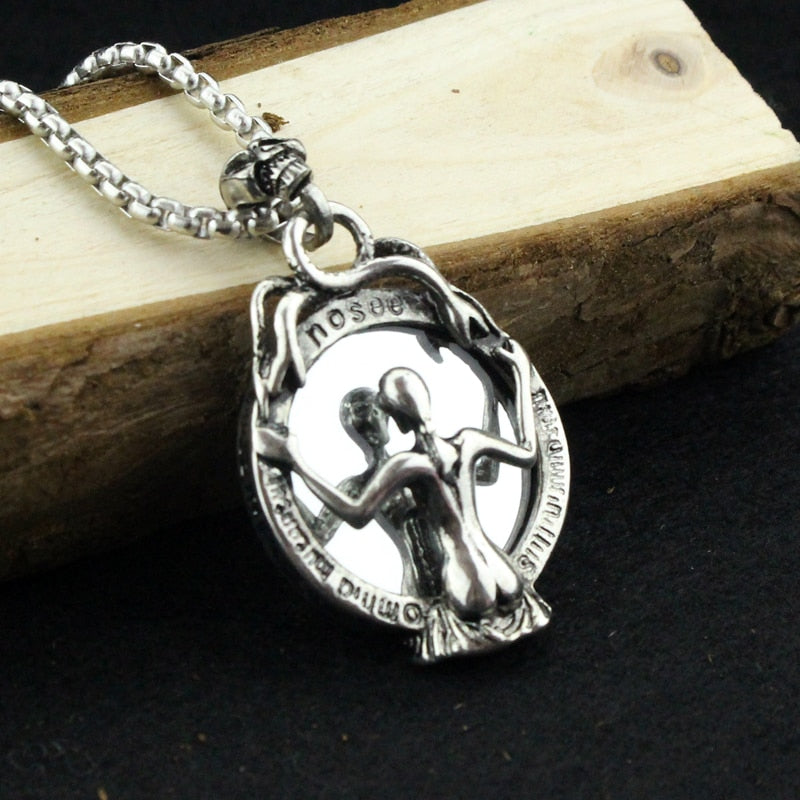 Mirror Skeleton Skull Horror Necklace