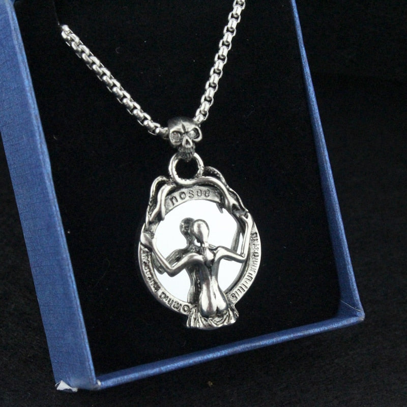 Mirror Skeleton Skull Horror Necklace